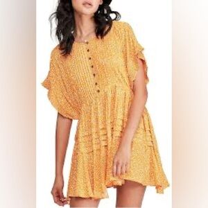 Free People One Fine Day Mini Floral Yellow Dress; Small Women’s